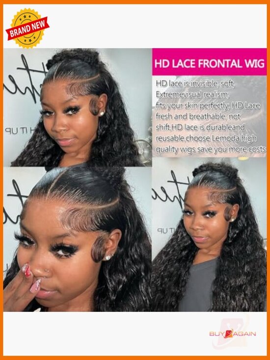 13x6 Full Lace Frontal Wig Human Hair 200% Density Deep Wave 20 inch
